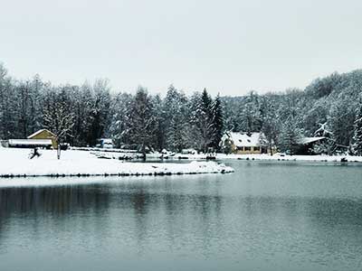 Les étangs sous la neige